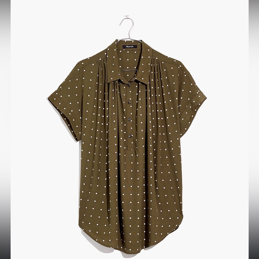 Central Drapey Popover Shirt in Grid Dot